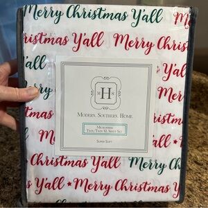Modern Southern Home Merry Christmas Y'all Microfiber Twin Sheet Set